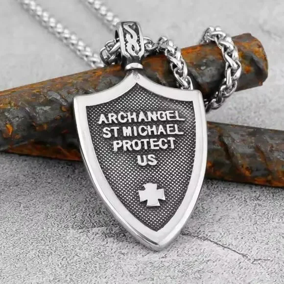 Archangel St Michael Pendant Necklace Protect Us birthday Valentine's Catholic